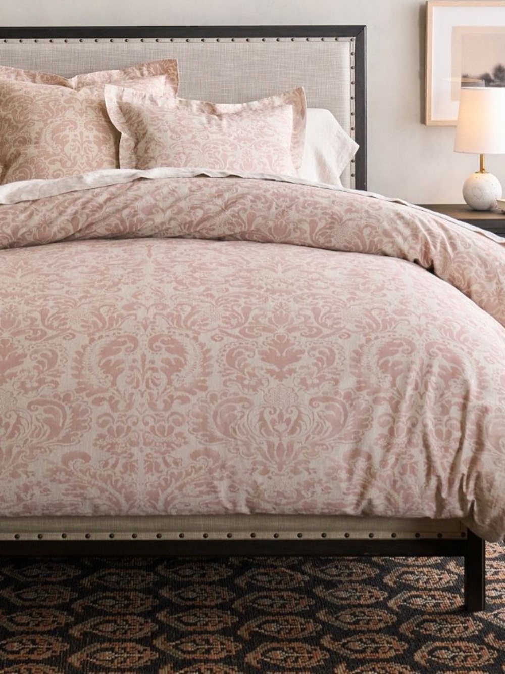 Pottery Barn Stella Damask Duvet Cover Full/Queen Rosewood $159 NWOT